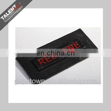 custom private brand name logo Metal and leather label for bag