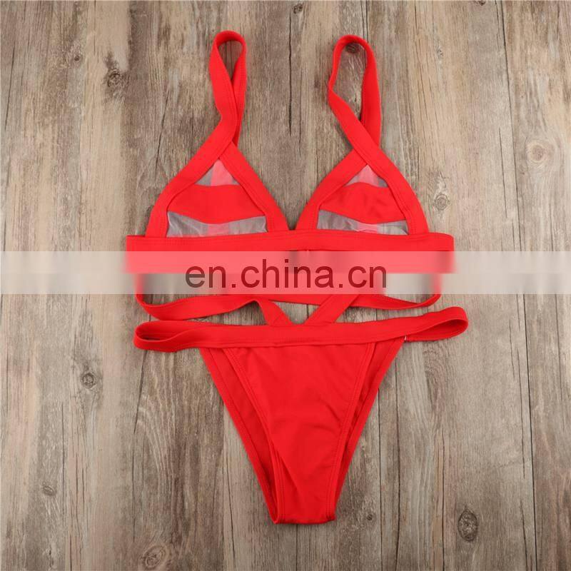 2PCS Sexy Transparent Mesh Stitching Bikinis Set Solid G String Swimsuit High Waist Women Micro Swimsuit Beach Mermaid