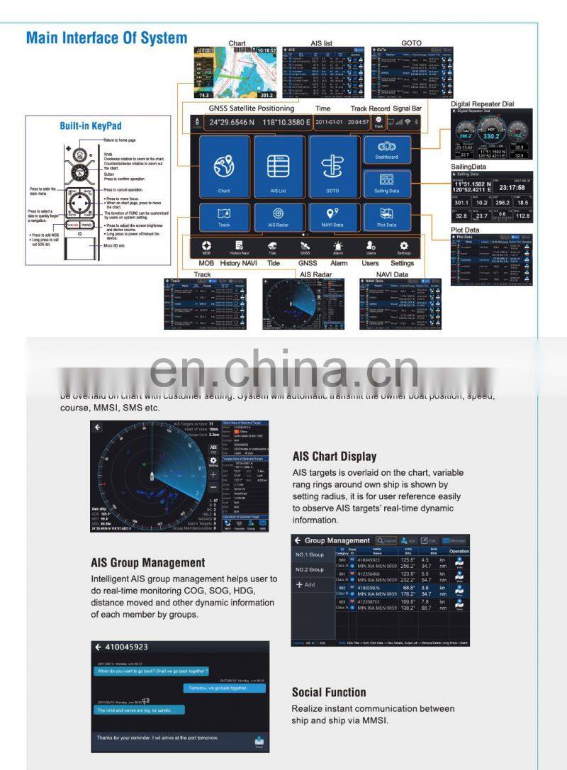 Marine electronics navigation communication Xinuo XN60 yacht 10.1 touch multi-function display MFD class B AIS GNSS GPS