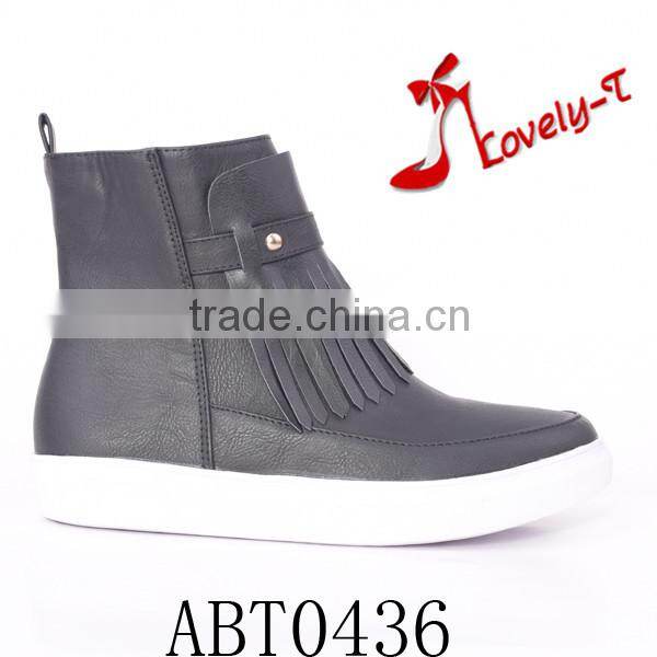 V shape rlastic band red ball garden low heel ankle woman boots 2016 with zipper