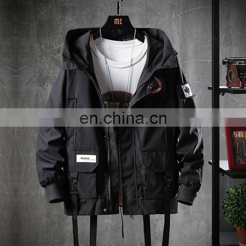 Wholesale custom men's autumn and winter jacket long-sleeved casual sports outdoor hooded jacket aviator to overcome