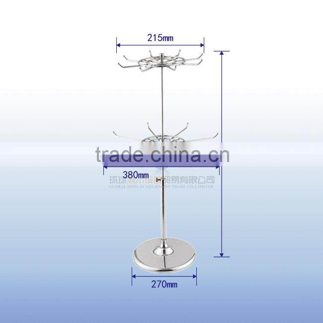 Modern chrome 2 tiers phone case spinner display rack