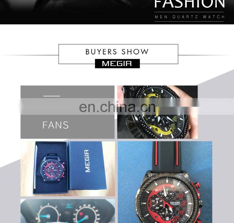 Chinese Wholesale MEGIR 2051 Original Brand Watch Fashion Military Big Dials Silicone Strap Sport Watches