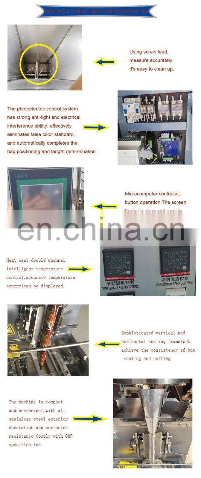 Automatic Auger Filler Small Sachet Powder pouch Packing Machine for 3 Side Sealing Bags