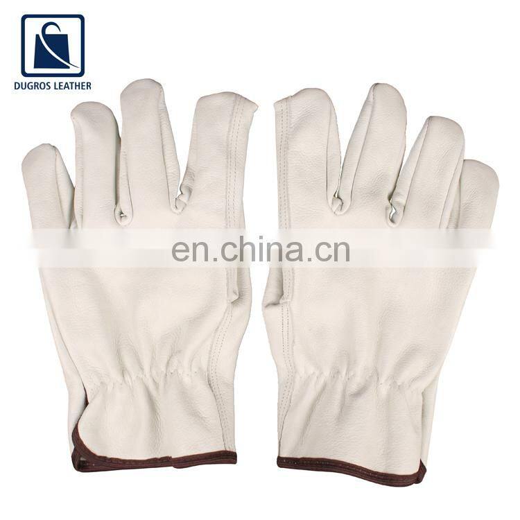 Normal Zig Zag Color Binding Straight Thumb Leather Gloves for Bulk Purchase