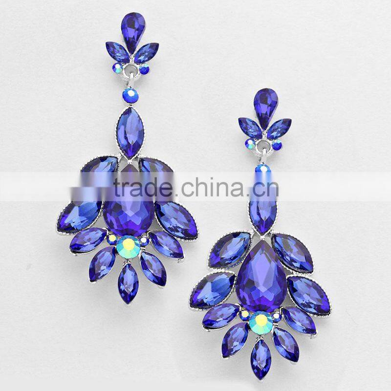 2016 New Gold Earring Crystal Flower Petals Drop Evening Earring Luxury Fashion Earring