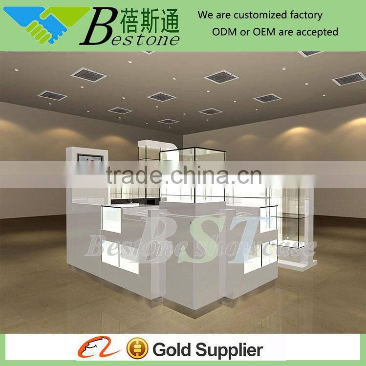 retail mall floor standing glass kiosk showcase for watch jewelry