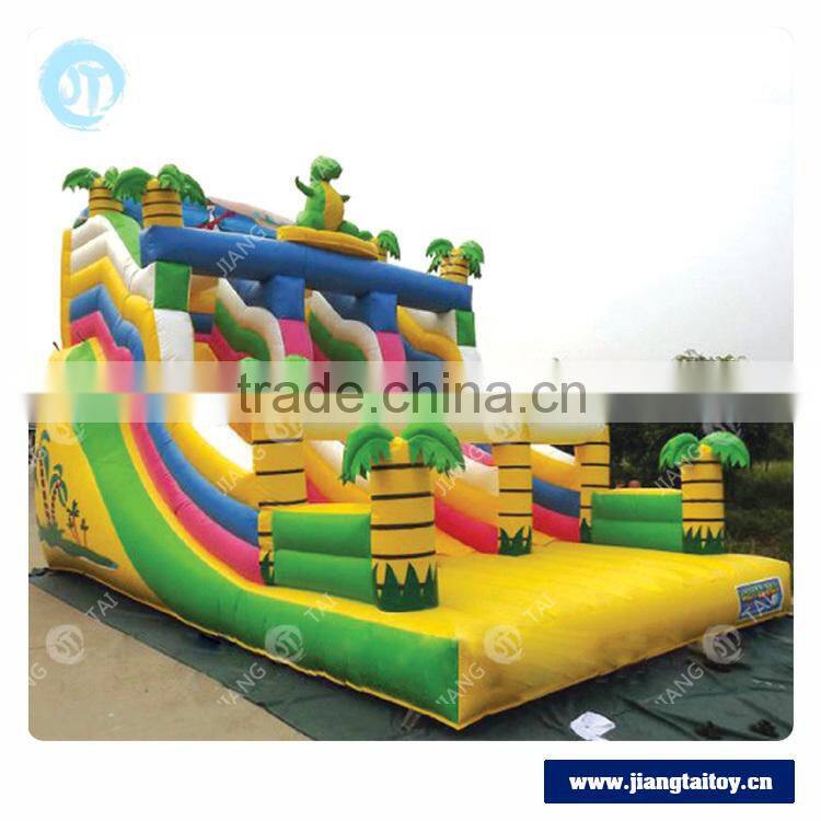 Free blower Dinosaur theme guangzhou 0.55mm PVC children inflatable bouncer jumping castle slide