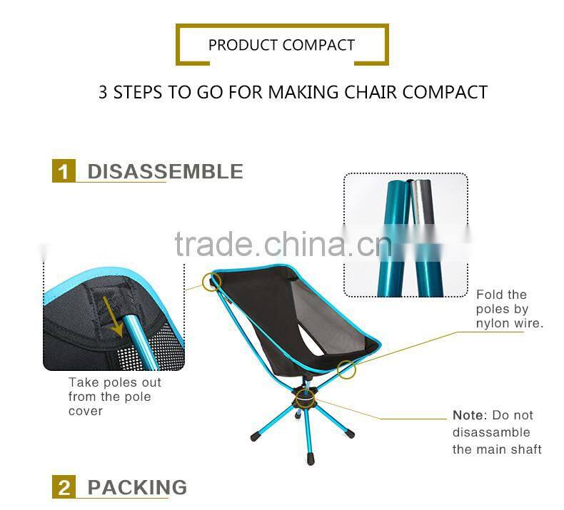 Lightweight 7075 Aluminum Folding 360 Swivel Camp Chair