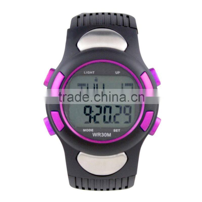 LP1365 plastic case LCD stainless steel Case back Pedometer crane sports heart rate monitor sports watch