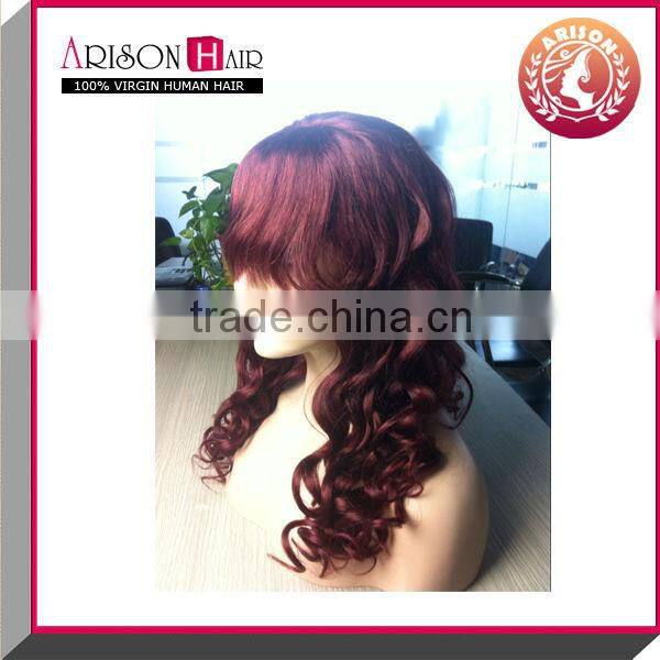 2015 HOT wholesale natural cheap human brazilian virgin brazilian hair half wig 99J#