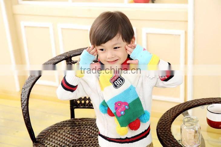 Wholesale Fashion Boys Girls Children Autumn Winter Knitted Scarf with Colorful Balls