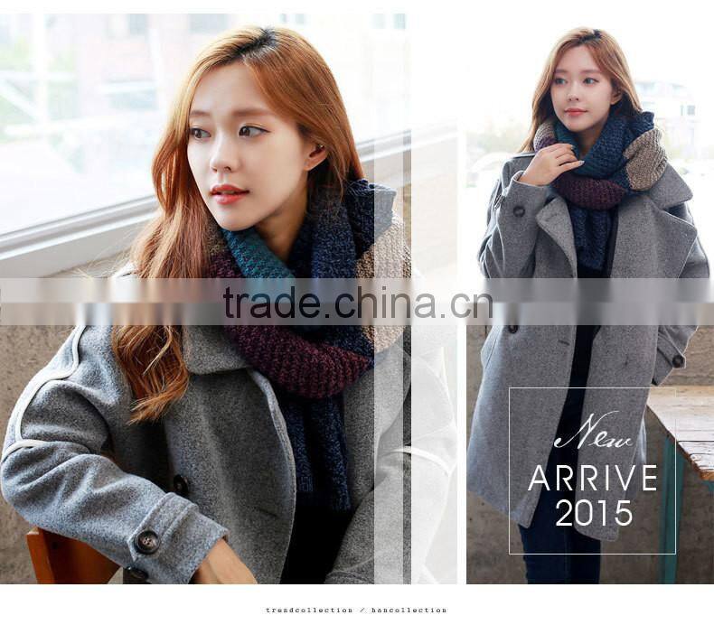 New Fashion Patchwork Wool Knitted Unisex Man Woman Winter Scarf