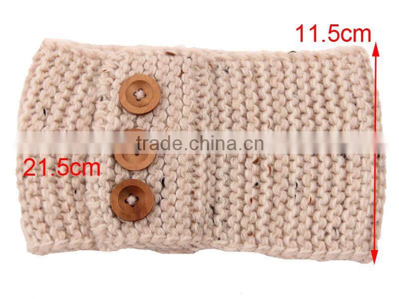 Fashion Trendy Girls Headband with Buttons Knitting Hair Accessories for women