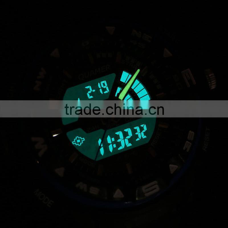 Men's Rubber Strap Orange Analog Digital Digital Sport Watch