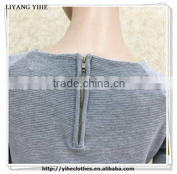 1/4 back zipper knitting wear different length in front and back unique pullover