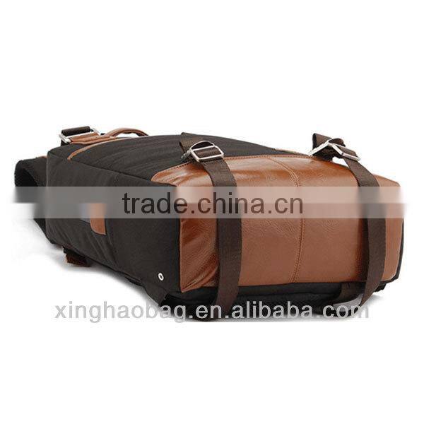Canvas&leather backpack bag the school backpack cheap wholesale