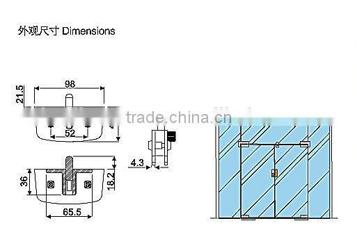America V-55 glass cabinet shower door clip