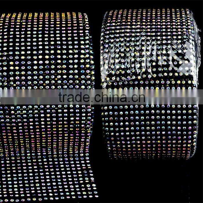 Rhinestone Trims with 10 yards in Plastic Ribbon, Fashion Elastic Stretch Rhinestone Trimming Rolls Sheets for Party Decoration