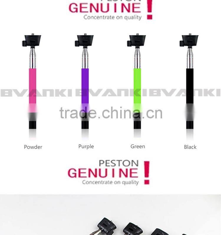 Wholesale Extendable Camera Tripod Handheld colorful wireless Monopod bluetooth Selfie Sticks with bluetooth shutter button