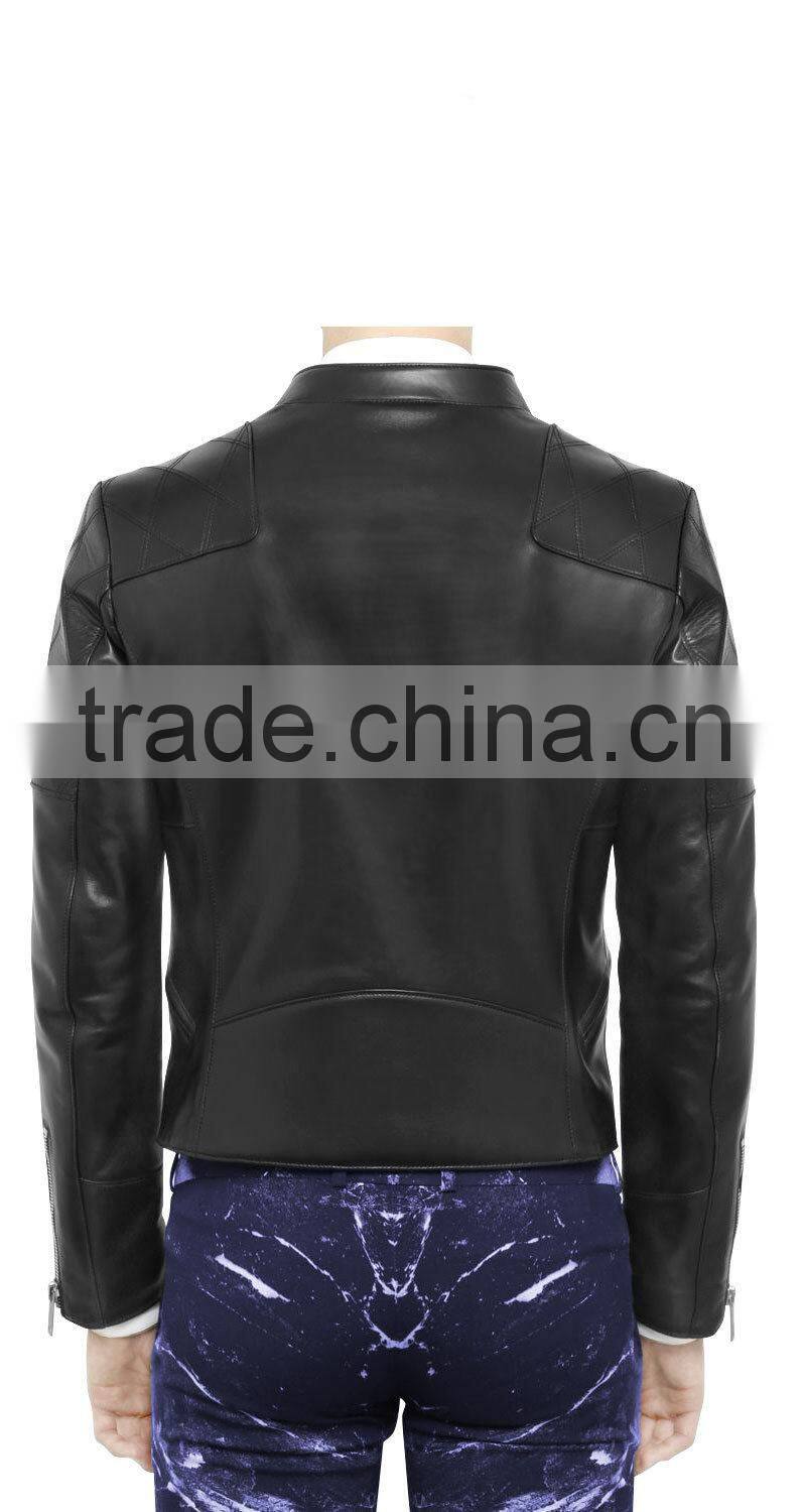 UTILITY MEN LEATHER JACKET WITH FOUR FRONT ZIPPER POCKETS