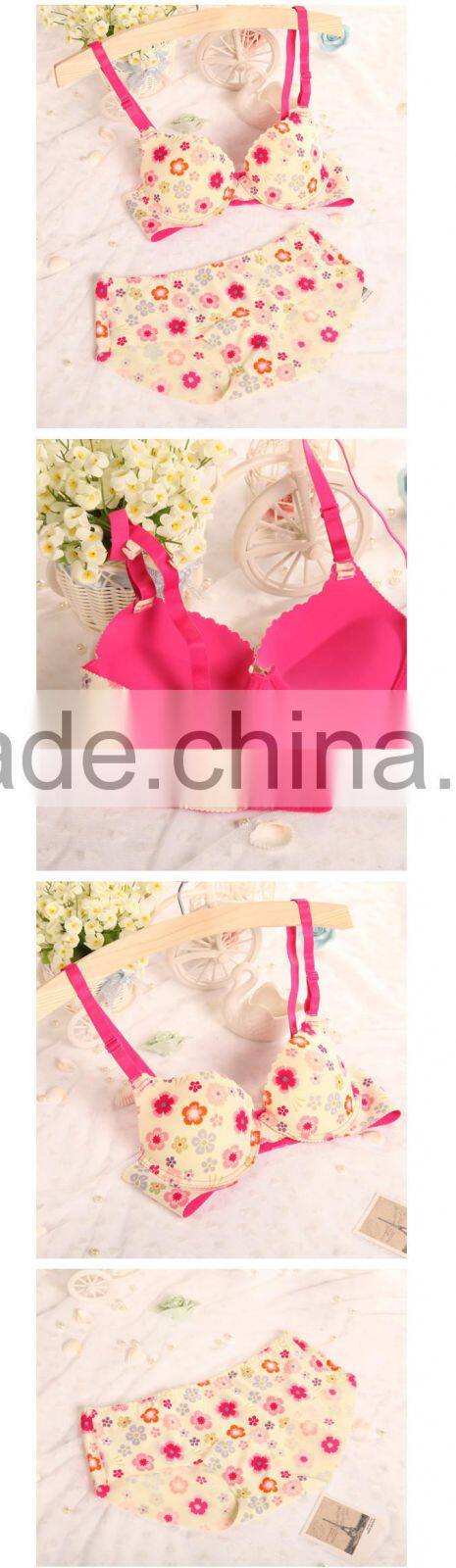 Floral Printing Push Up Sexy Ladies Bra