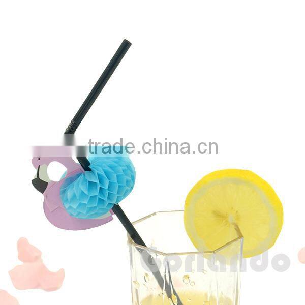 decorative plastic flamingo colored swizzle cocktail drink straws
