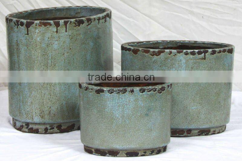 pottery oval shape set of 3 garden pot