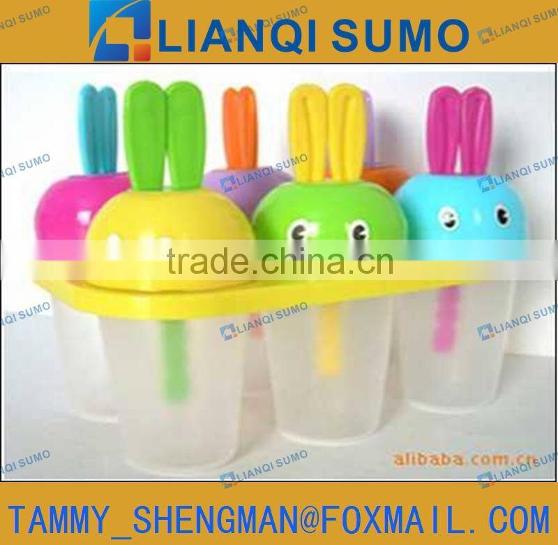 6pcs LFGB/FDA Food Grade plastic ice lolly mould rabbit shape