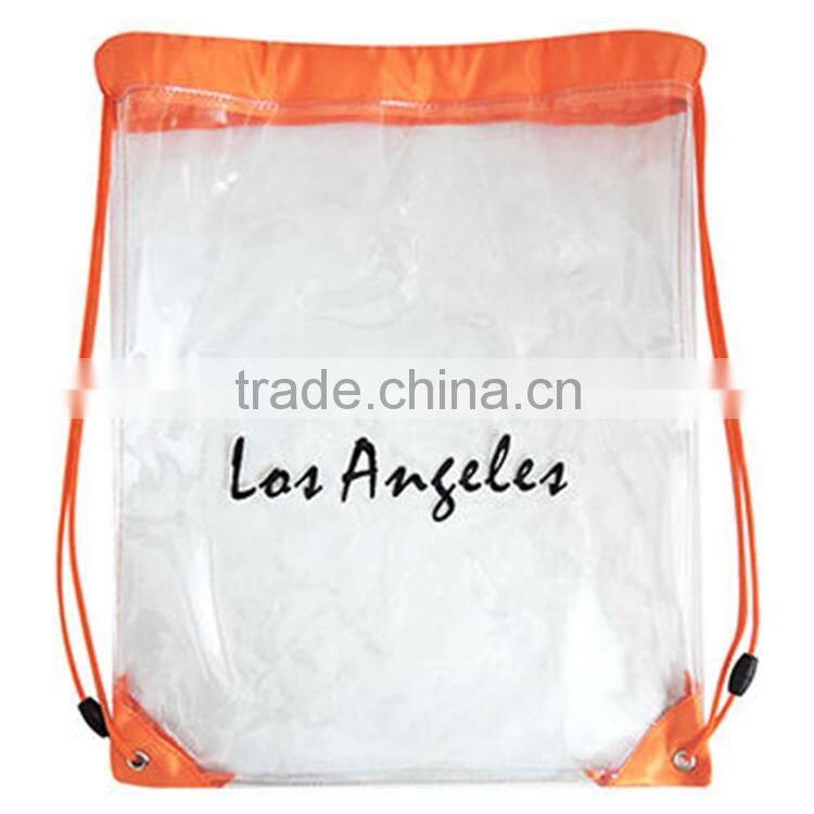 2016 factory directly hot sale clear vinyl drawstring bag