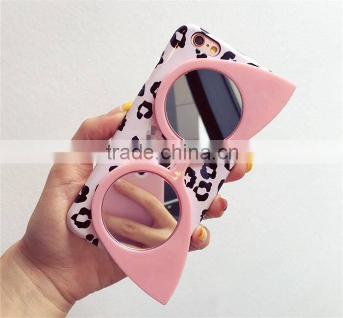 sexy smart girl glasses leopard case for apple iphone 6 6s 4.7