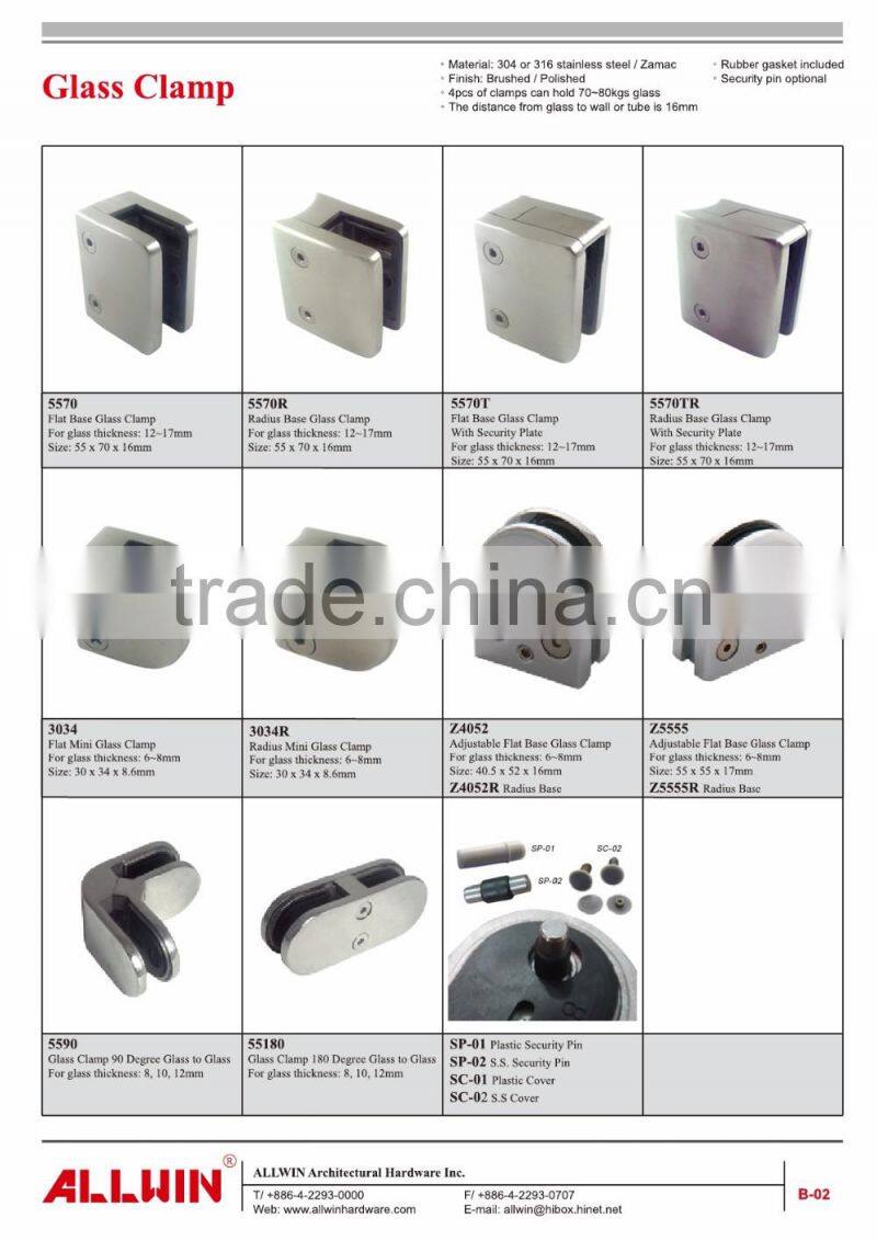 Square Good Electroplating Zinc Glass Railing Clamp