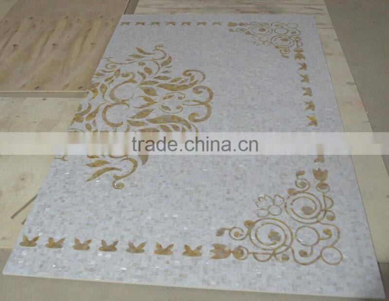 Gold lip mother of pear shell(MOP) mosaic panel for wall and decoration