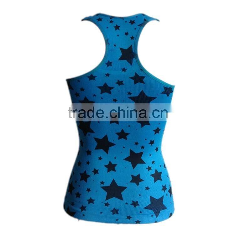 OEM Service Star Print Top Sports Women Tank Top Running Vest