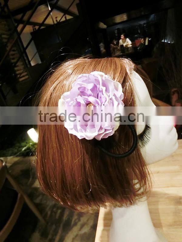 Artificial Flower Hair Rope,Rose Flower Elastic Hair Band,Hawaii Boho Flower Hair Tie