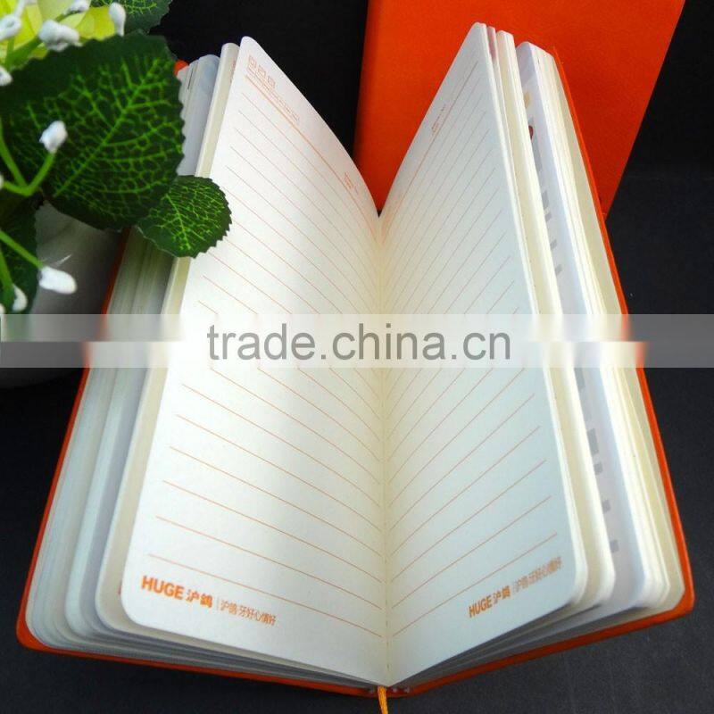embossed logo orange leather custom soft cover notebook
