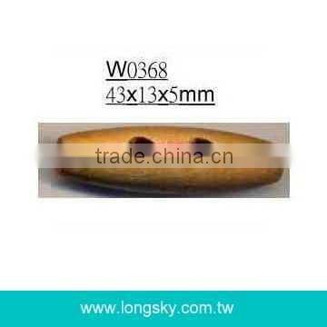 (#W0368) classical 2 holes wooden toggle coat button