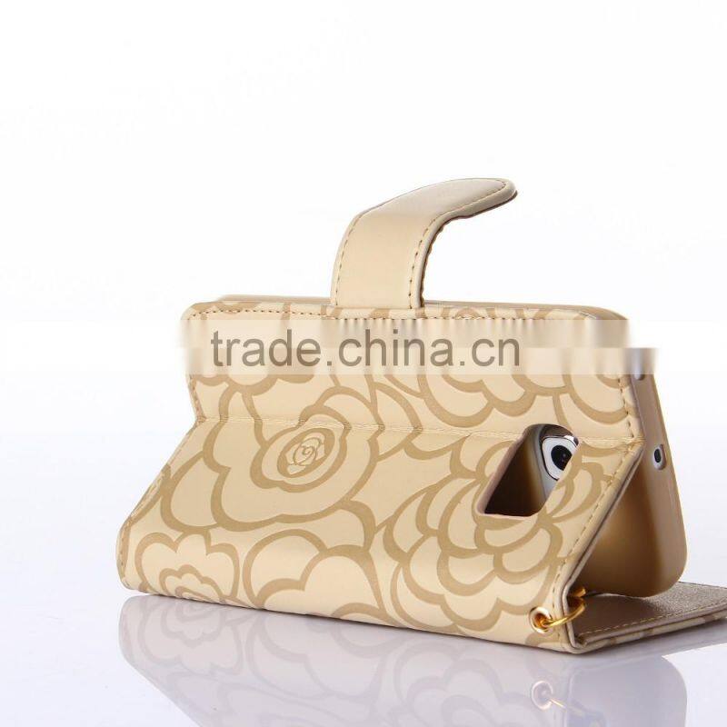 New arrival piriting leather filp case for samsung s6