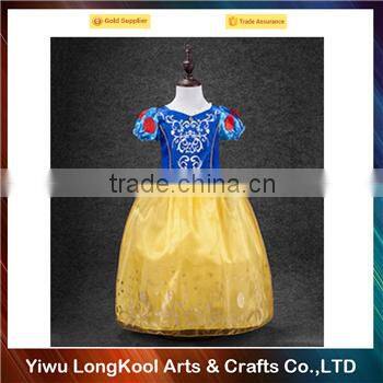 2016 hot sale appliqued princess dresses for kids long princess dress
