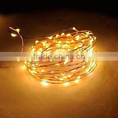 10M 33Ft 100 Leds Starry Copper Wire Warm White LED Lights + DC Power Supply