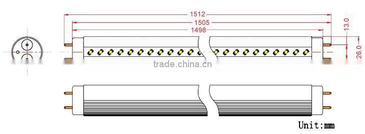 CE/ROHS Approved Led T8 tube light 150cm with Epistar SMD2835 chip