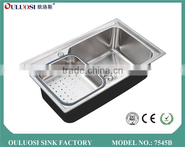 stainless steel sink with colander