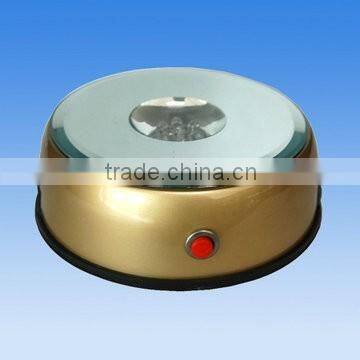 3D laser engraved crystal cube with multicolor round rotating led light base/rotating display led light stand