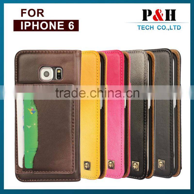 flip Genuine Leather case for iphone 6 plus,for iphone 6 flip leather cover case