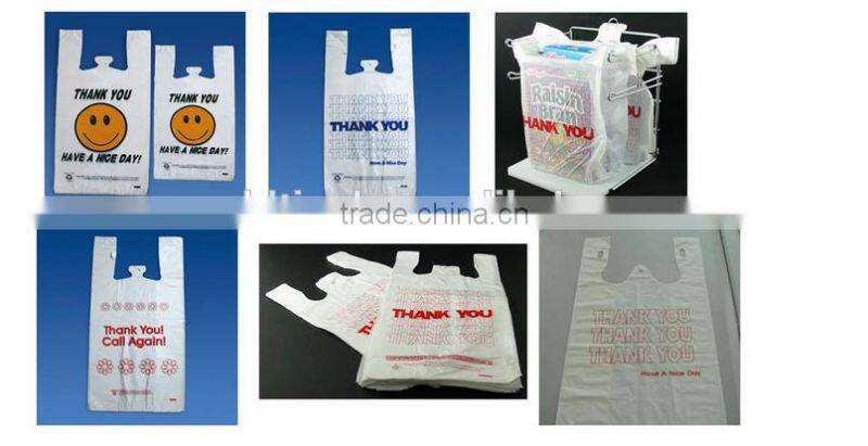 Cheap supermarket plastic t-shirt shopping bag with vest handles for snack food packaging