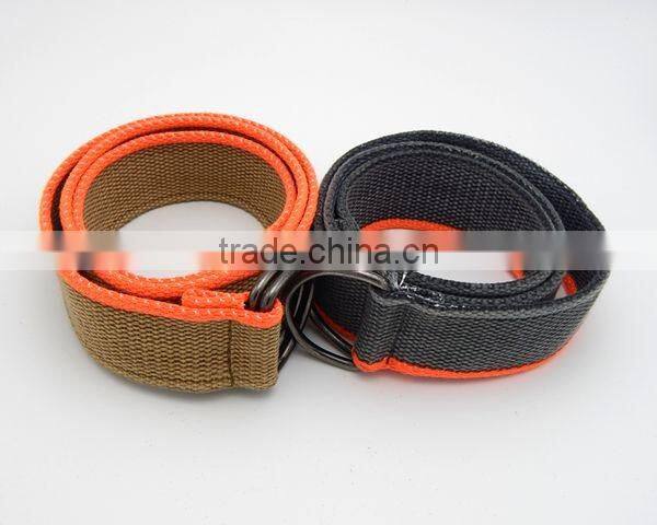 Canvas belt ouble D-ring buckles knitted men belt multy-ply fabric cotton belt cheap price