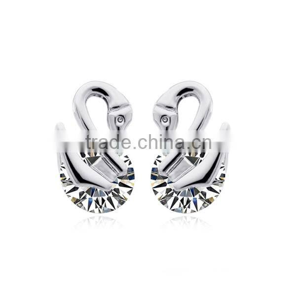Wholesale jewelry The explosion of earrings Earrings with a pair of swans Zircon fashion Korean women's Earrings