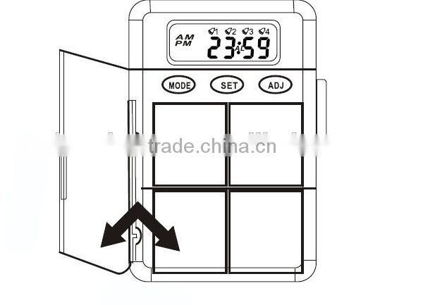 4 Large Compartments Alarm digital Pill box Timer Countdown Timer