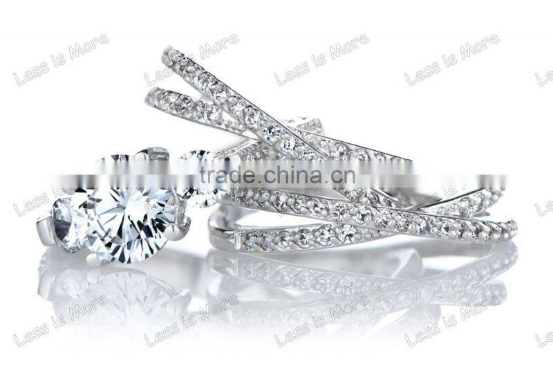 new 925 silver cz three stone ring ,engagement ring set