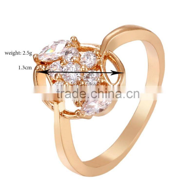 Chic Clear Zircon Ellipse and Flower Shaped Women Engagement Ring